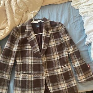 Brown Plaid Women's Blazer
